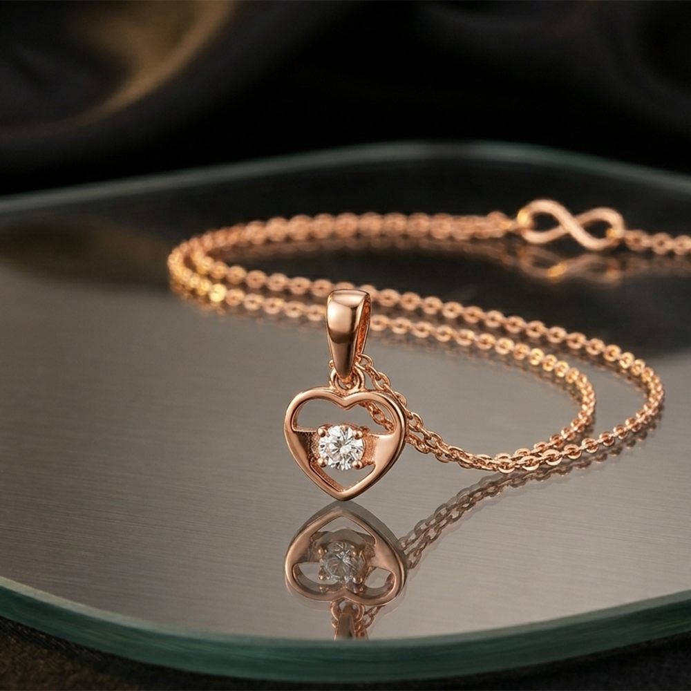 The99Jewel Heart shape Rose Gold-Plated Chain Pendant