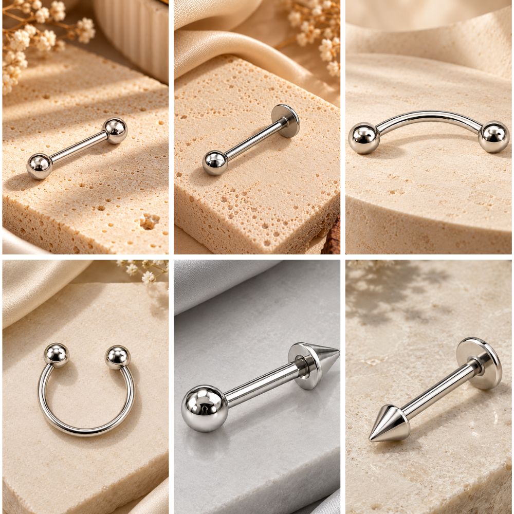 The99Jewel Stylish Eyebrow Piercing Set of 6 Assorted Accessory For Men