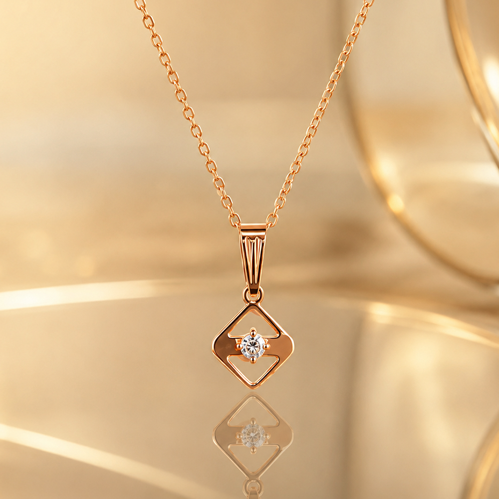 The99Jewel Elegant Rose Gold-Plated Chain Pendant Necklace