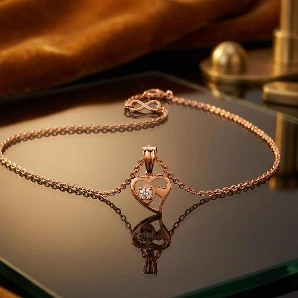 The99Jewel Heart shape Rose Gold-Plated Chain Pendant