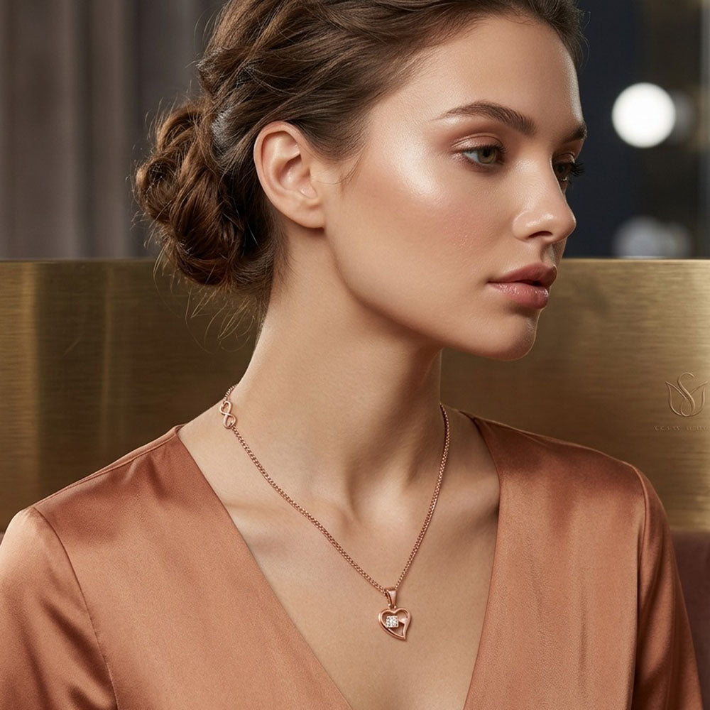 The99Jewel Heart shape Rose Gold-Plated Chain Pendant