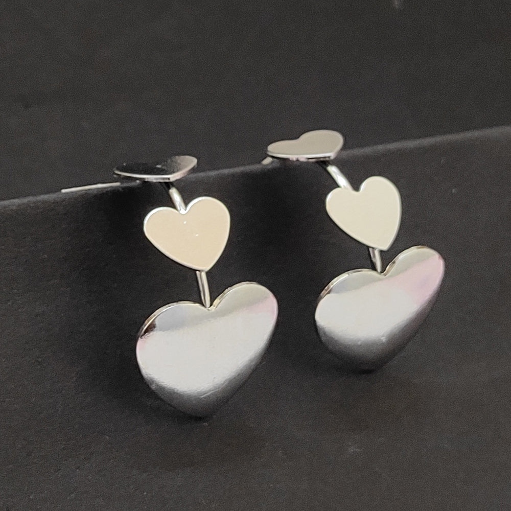Silver Plated Heart Shape Dangler Earrings