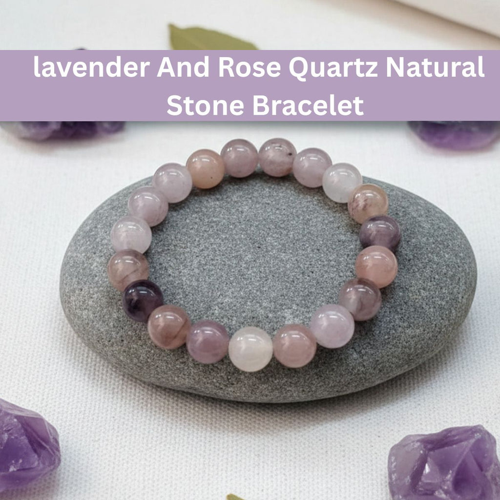 The99Jewel lavender And Rose Quartz Natural Stone Bracelet With Box