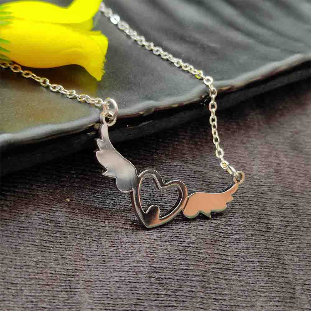 The99Jewel Heart Wings Chain Pendant