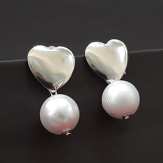 Silver Plated Heart Shape Dangler Earrings