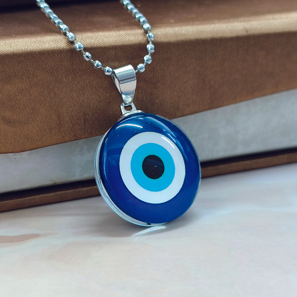 The99Jewel Glass Framed Evil Eye Locket Chain Pendant