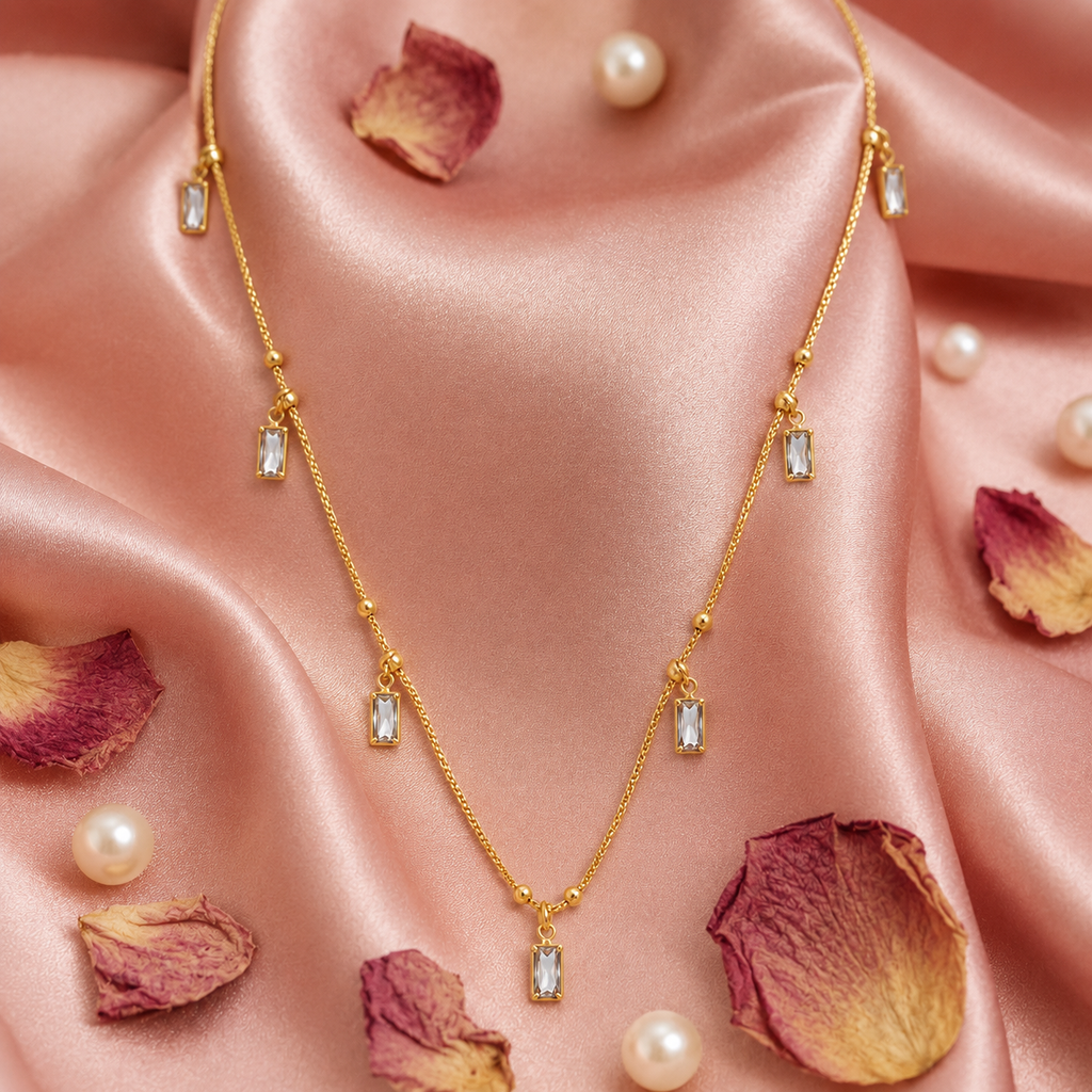The99Jewel Elegant Gold Plated Trendy  Charm Necklace with Delicate Chain