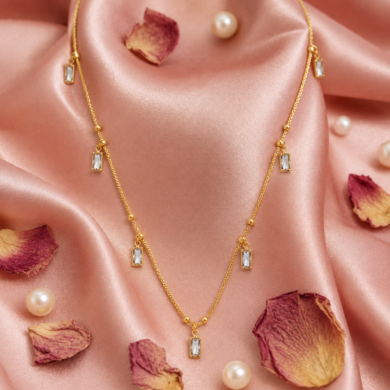 The99Jewel Elegant Gold Plated Trendy  Charm Necklace with Delicate Chain