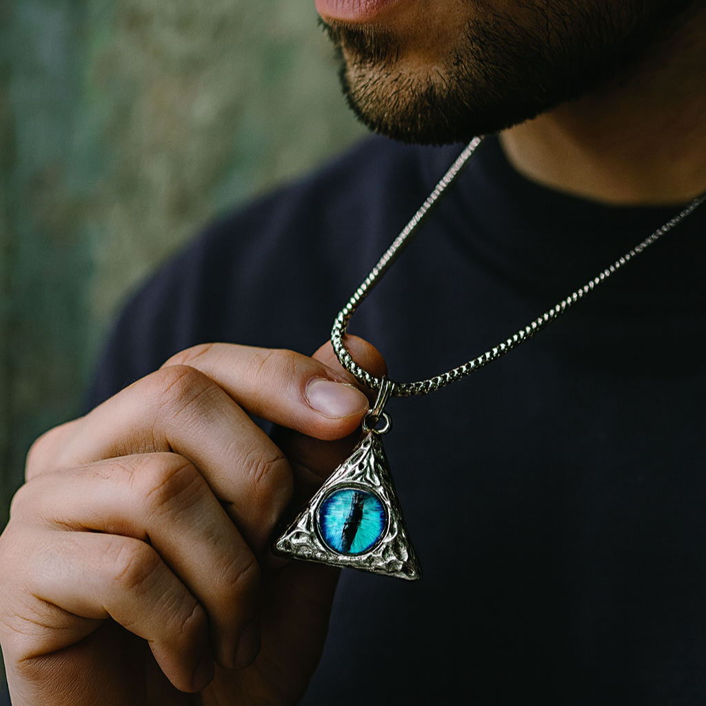 The99Jewel Unisex Illuminati Horus Demon Blue Chain Pendant