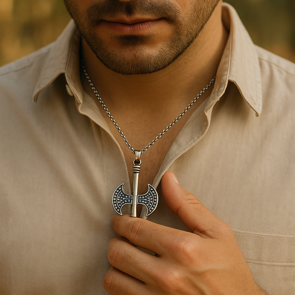 The99Jewel Stylish Battle Axe Pendant Chain for Men