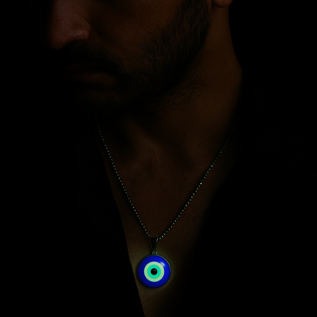 The99Jewel Glass Framed Evil Eye Locket Chain Pendant