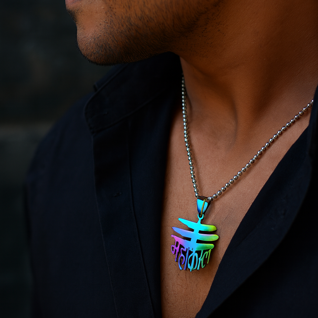 The99Jewel Silver Plated Mahakal Chain Pendant For Men - 1404610