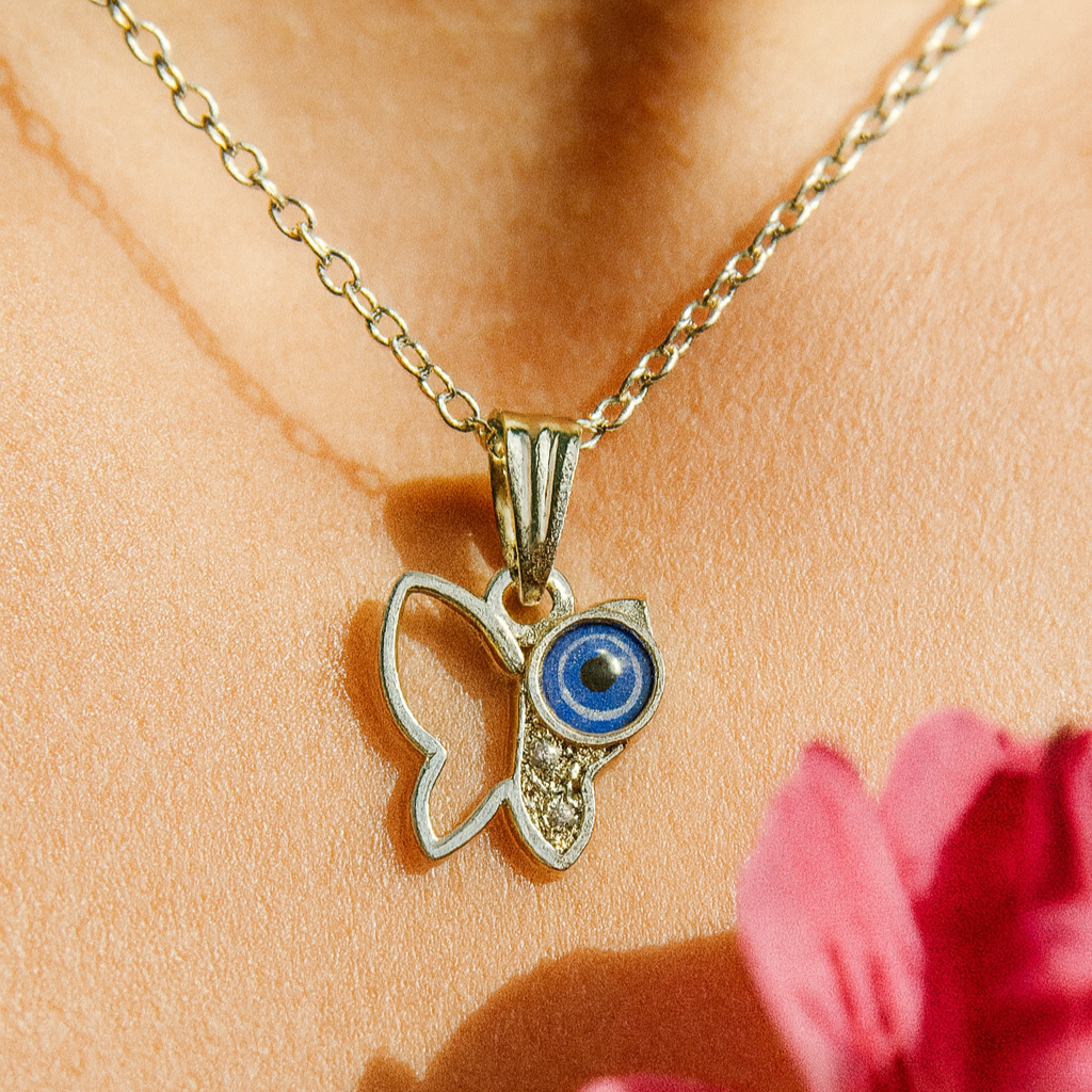 The99Jewel Butterfly Evil Eye Chain Pendant - 1405015