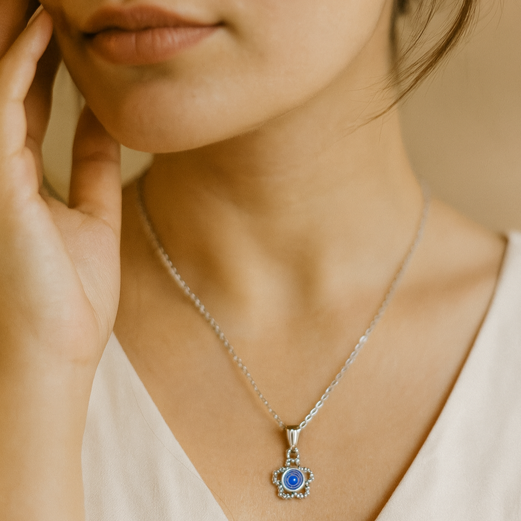 The99Jewel Silver Plated Evil Eye Chain Pendant  - 1405021