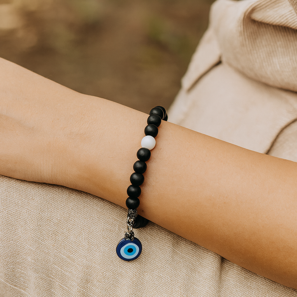 The99Jewel Black Beads Evil Eye Bracelet