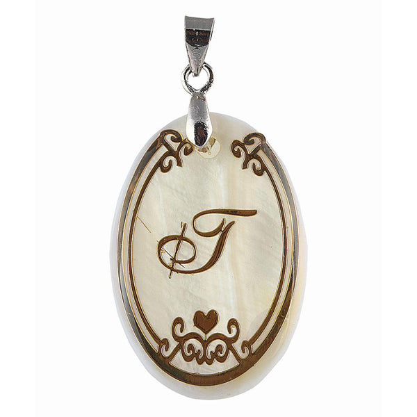 The99Jewel Alphabet T" Shell Pendant