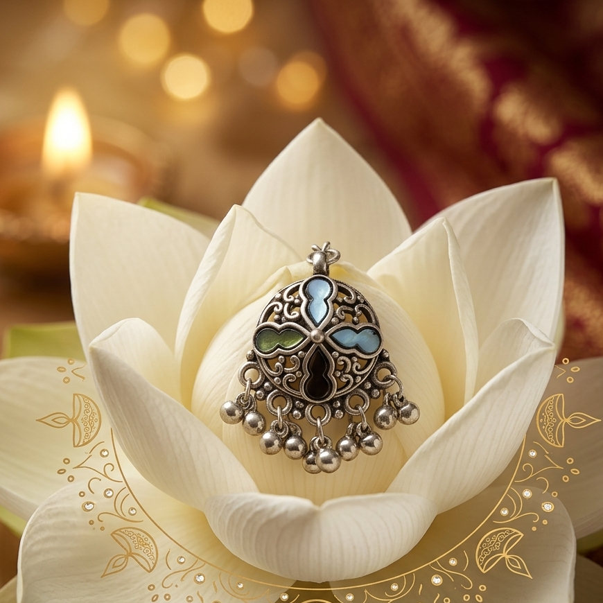 The99Jewel Oxidised Navratri Mangtikka for Women Traditional Festive Jewellery
