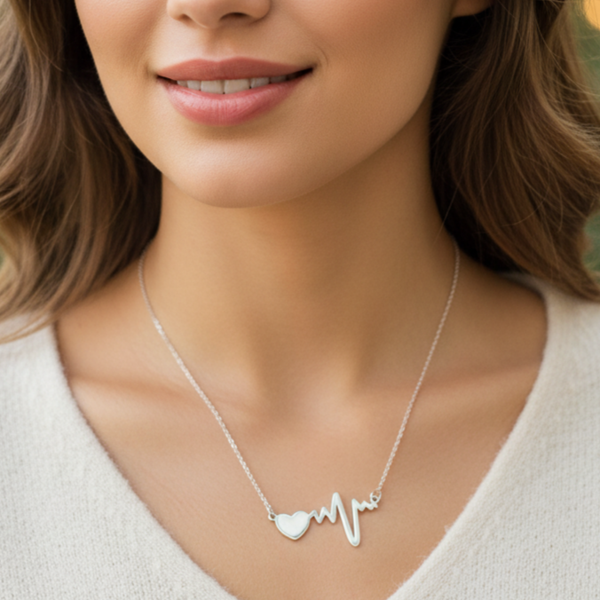 The99Jewel Heart Beat Shape Chain Pendant