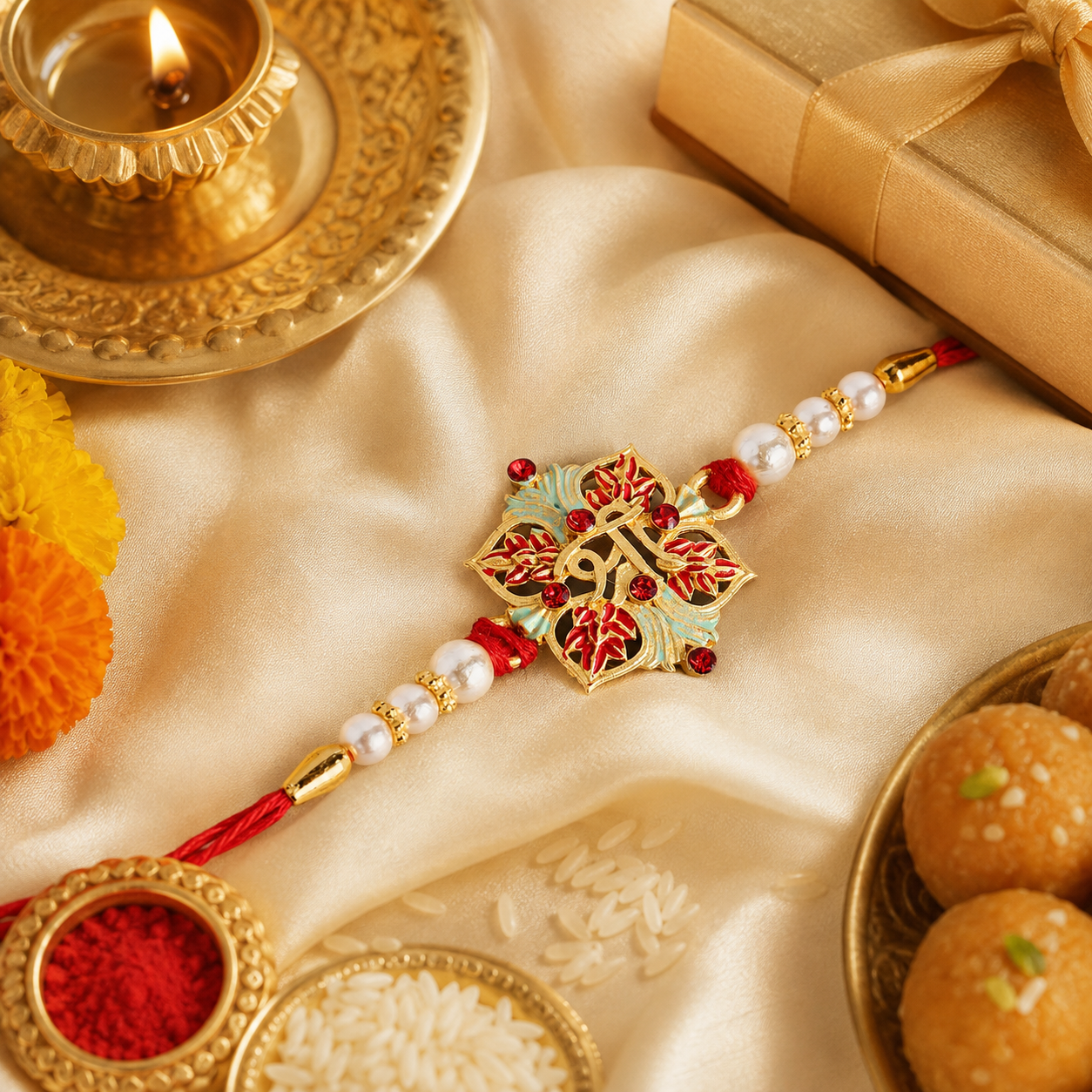 The99Jewel Traditional Meenakari Rakhi for Brother | Premium Raksha Bandhan Rakhi