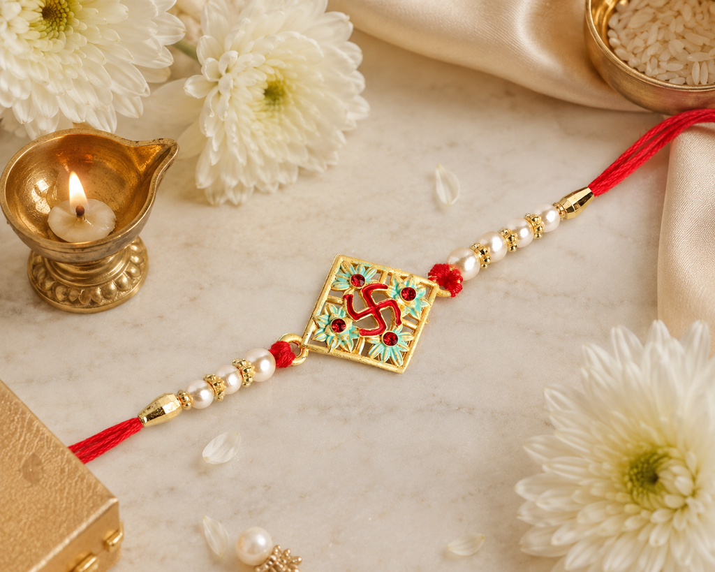 The99Jewel Traditional Meenakari Rakhi for Brother | Premium Raksha Bandhan Rakhi