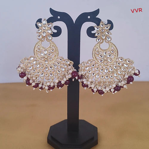 The99Jewel Premium Look Kundan Dangler Earrings for Women | Elegant Ethnic Stone Jewellery for Festivals, Weddings and Parties