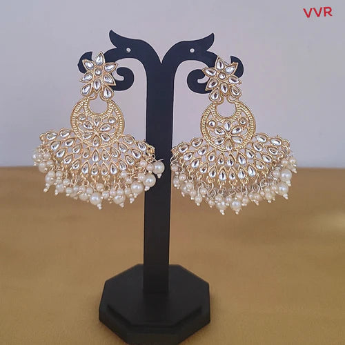 The99Jewel Premium Look Kundan Dangler Earrings for Women | Elegant Ethnic Stone Jewellery for Festivals, Weddings and Parties