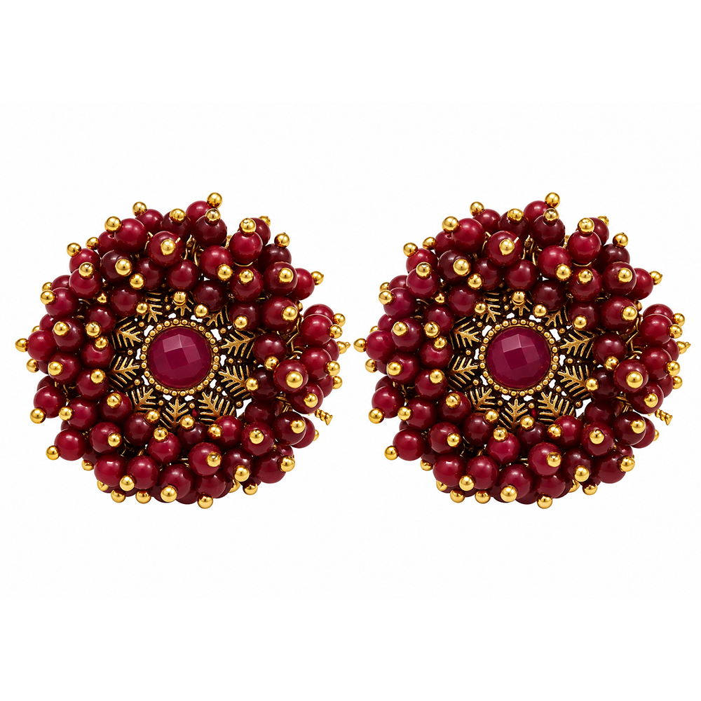 The99Jewel Designer Austrian Stone and Pearl Fashion Stud Earrings for Women | Traditional Ethnic Jewellery