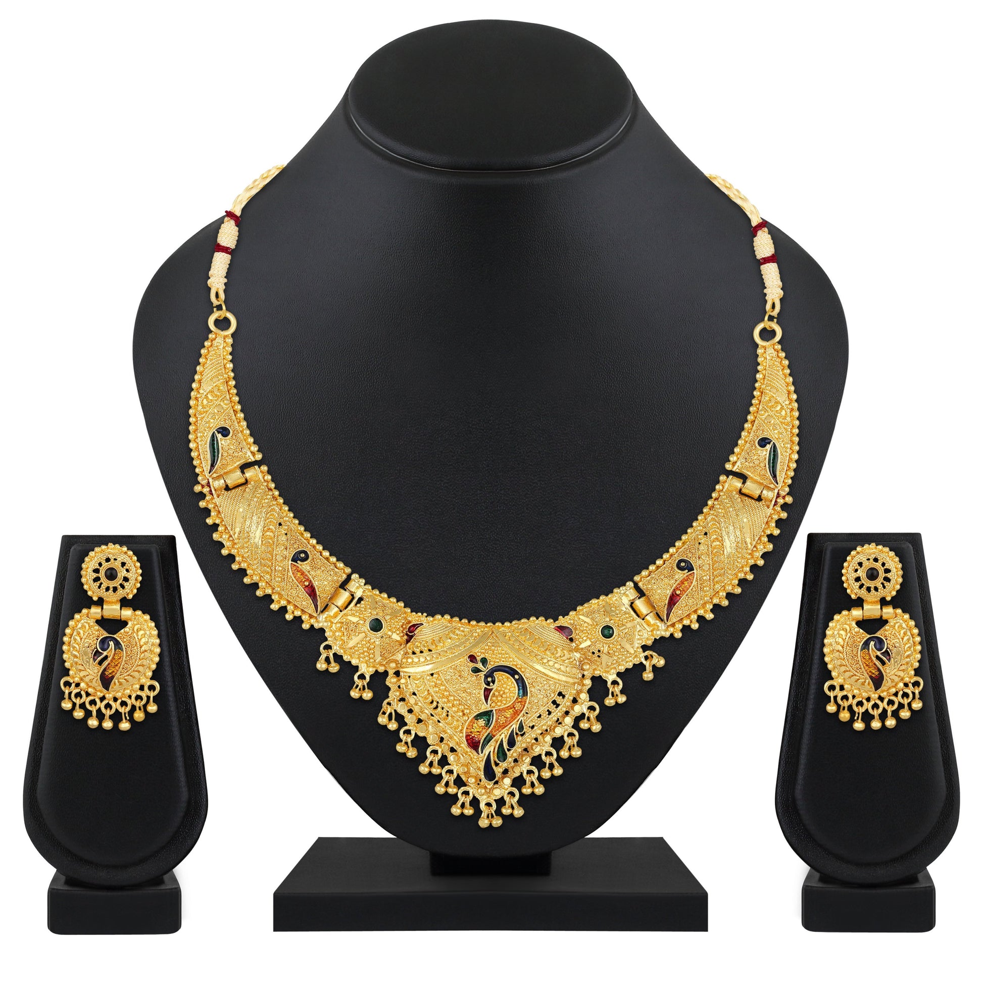 The99Jewel Gold Look Forming Traditional designer Gold Plated Necklace Set for Women