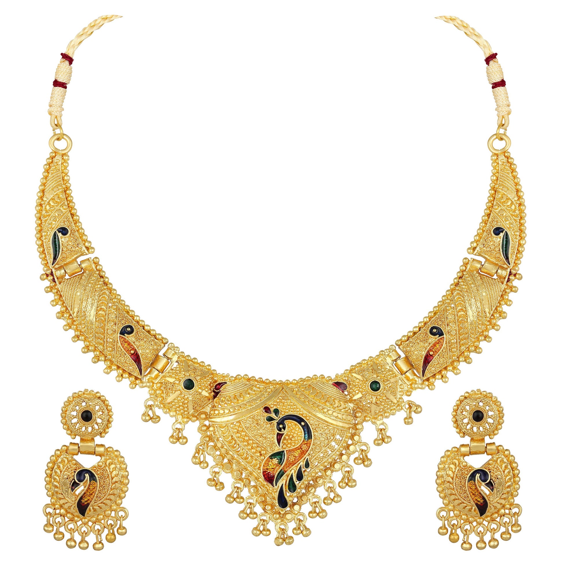 The99Jewel Gold Look Forming Traditional designer Gold Plated Necklace Set for Women