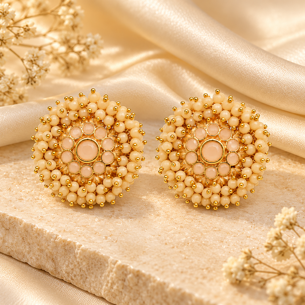 The99Jewel Designer Austrian Stone and Pearl Fashion Stud Earrings for Women | Traditional Ethnic Jewellery