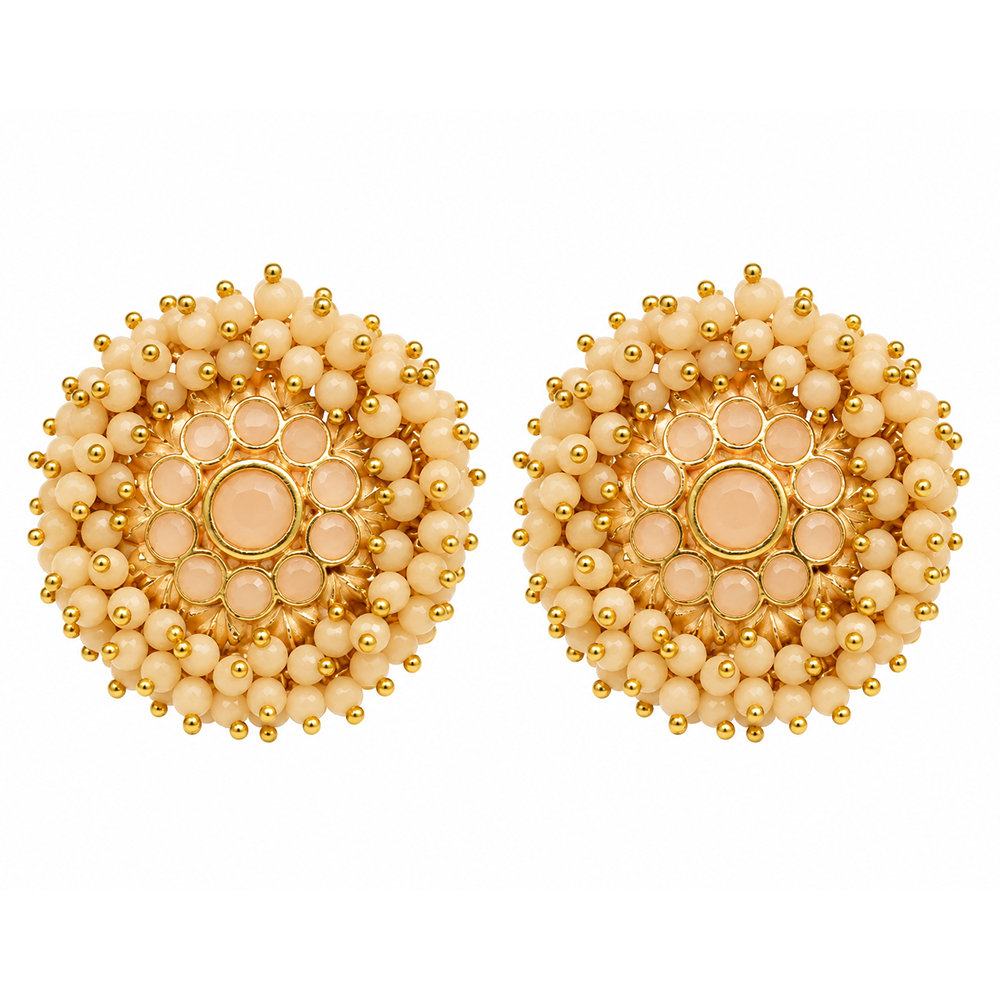 The99Jewel Designer Austrian Stone and Pearl Fashion Stud Earrings for Women | Traditional Ethnic Jewellery