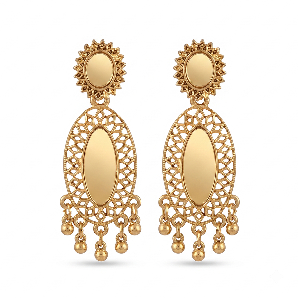 The99Jewel Traditional Antique Gold Plated  Mirror Stone Earrings for Women