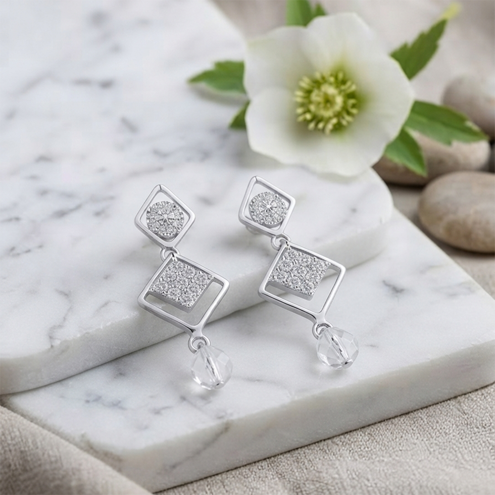 The99Jewel Elegant Crystal Stone Dangler Earrings for Women