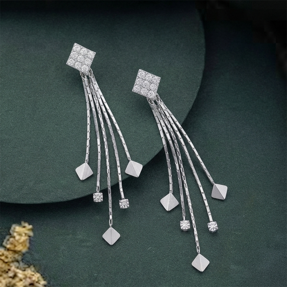 The99Jewel Sparkling Crystal Stone Long Earrings