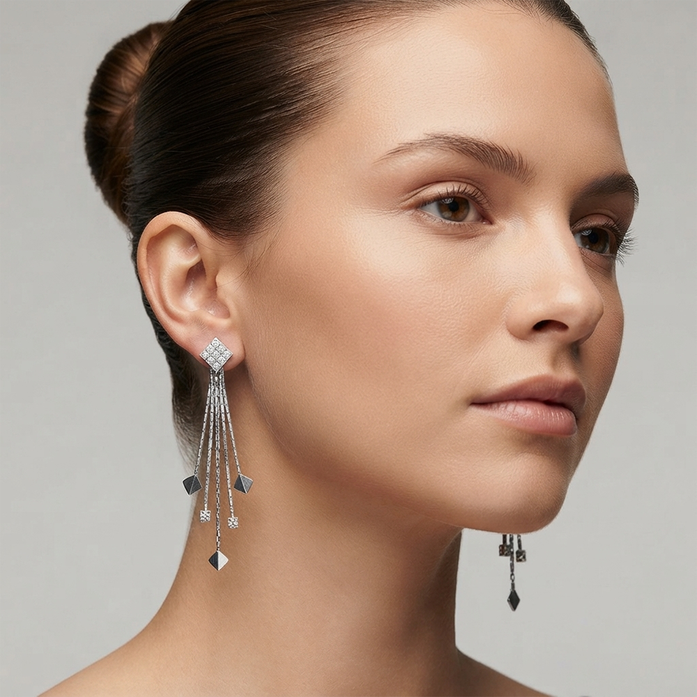 The99Jewel Sparkling Crystal Stone Long Earrings