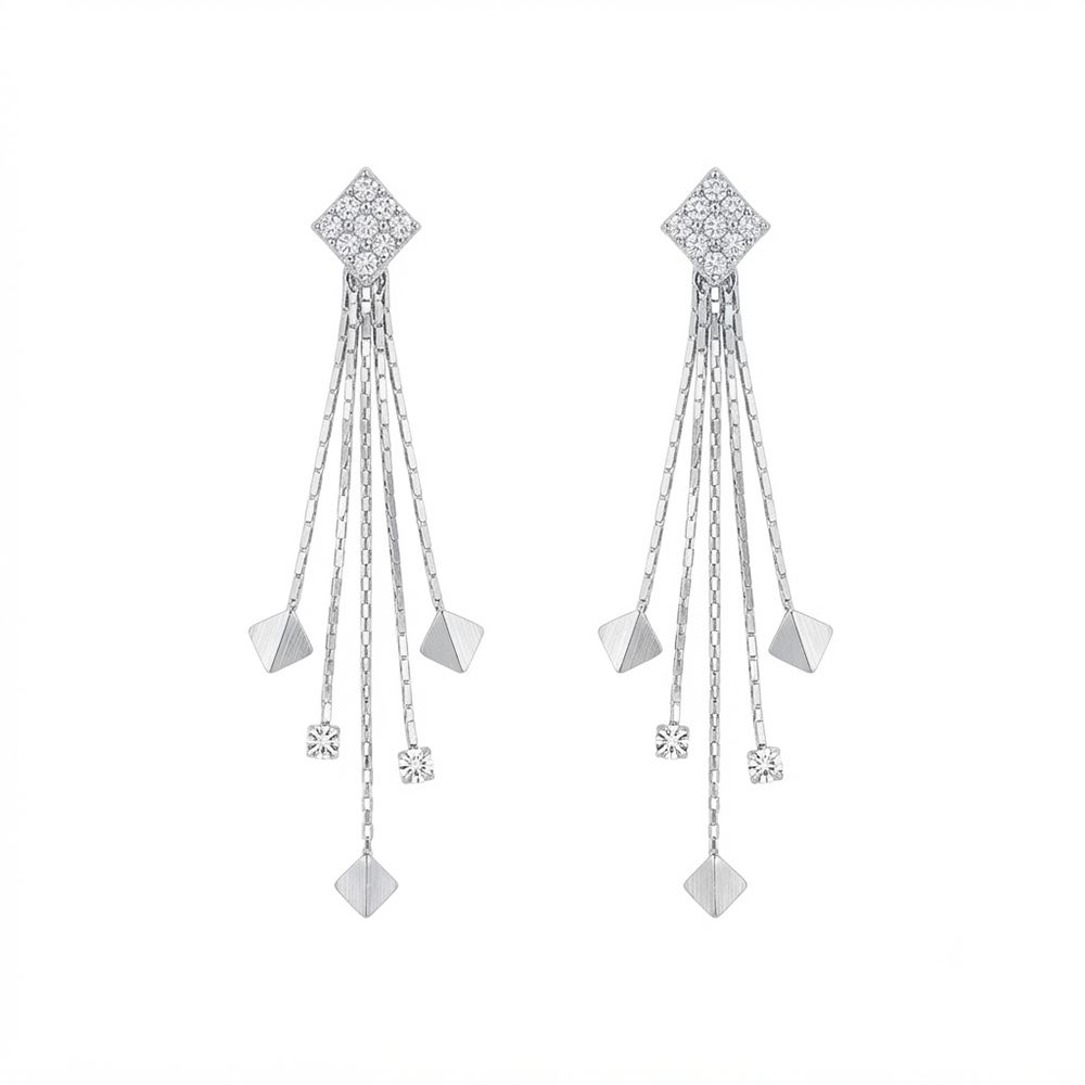 The99Jewel Sparkling Crystal Stone Long Earrings