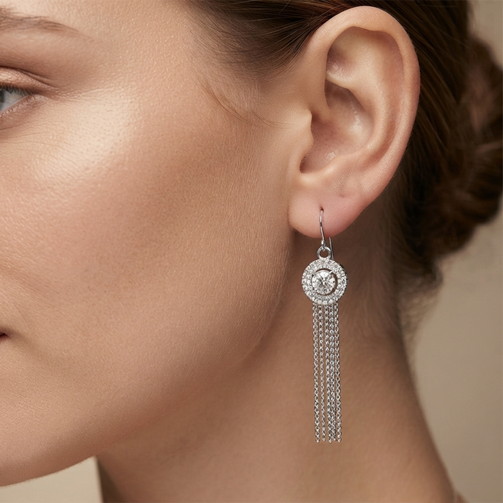 The99Jewel Sparkling Crystal Stone Long Earrings