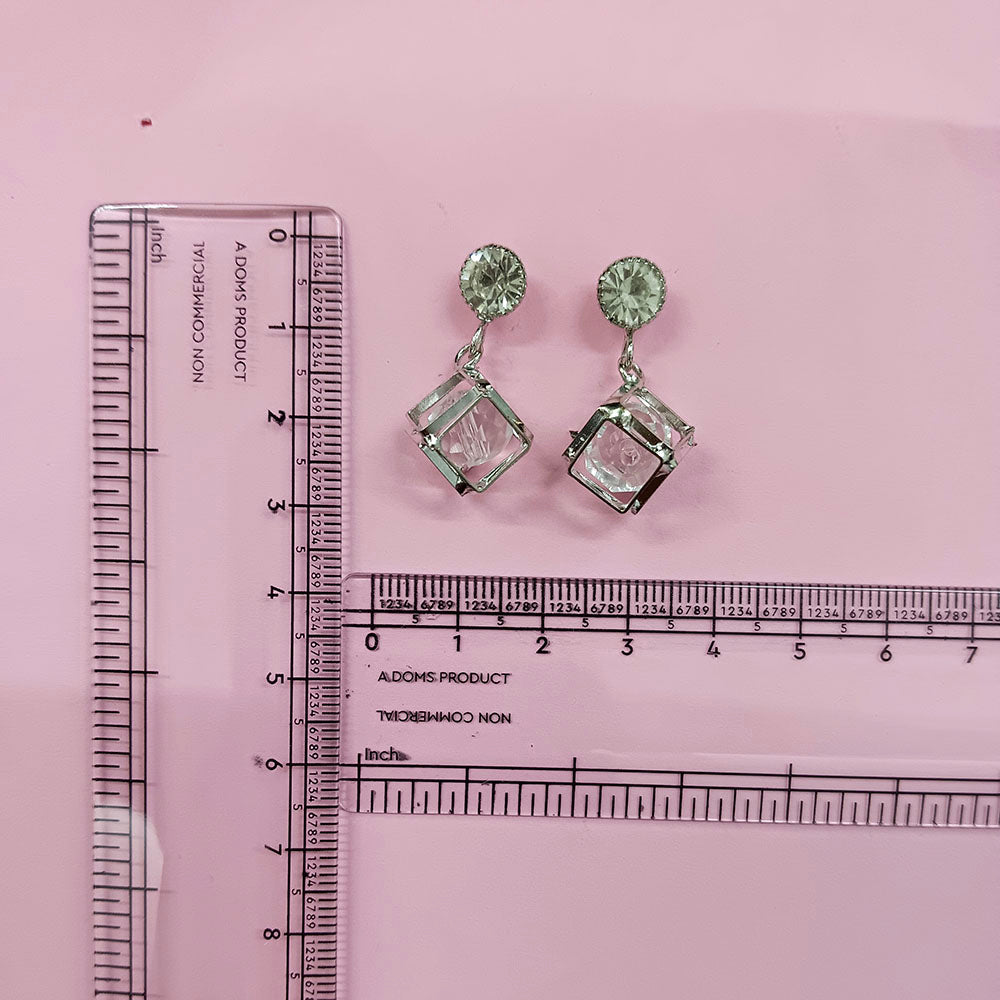 The99Jewel Sparkling Crystal Stone Cubic Shape Earrings