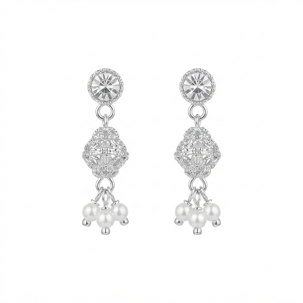 The99Jewel Sparkling Crystal Stone Long Earrings with pearl