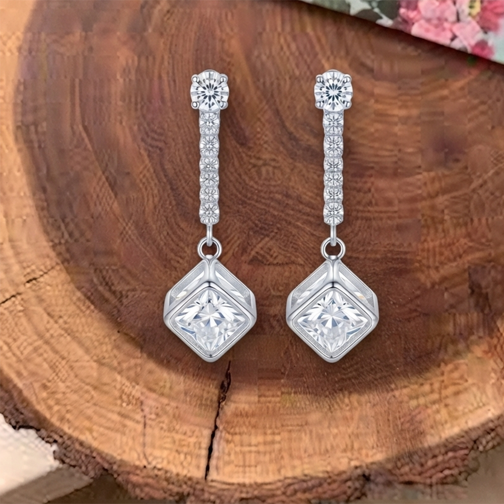 The99Jewel Sparkling Crystal Stone Long Earrings with cubic drop