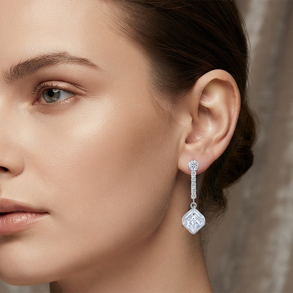 The99Jewel Sparkling Crystal Stone Long Earrings with cubic drop