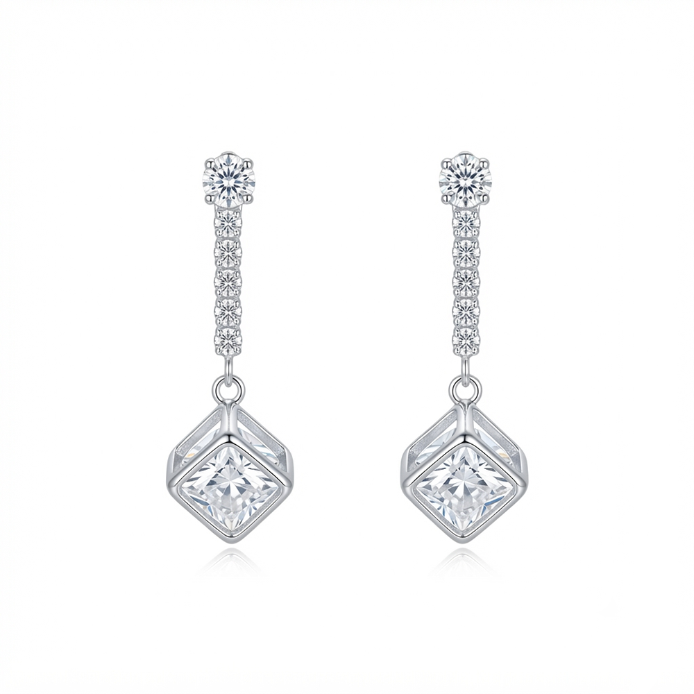 The99Jewel Sparkling Crystal Stone Long Earrings with cubic drop
