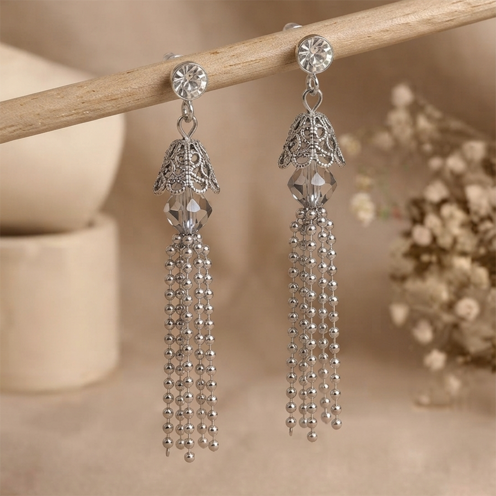 The99Jewel Sparkling Crystal Stone Long Earrings