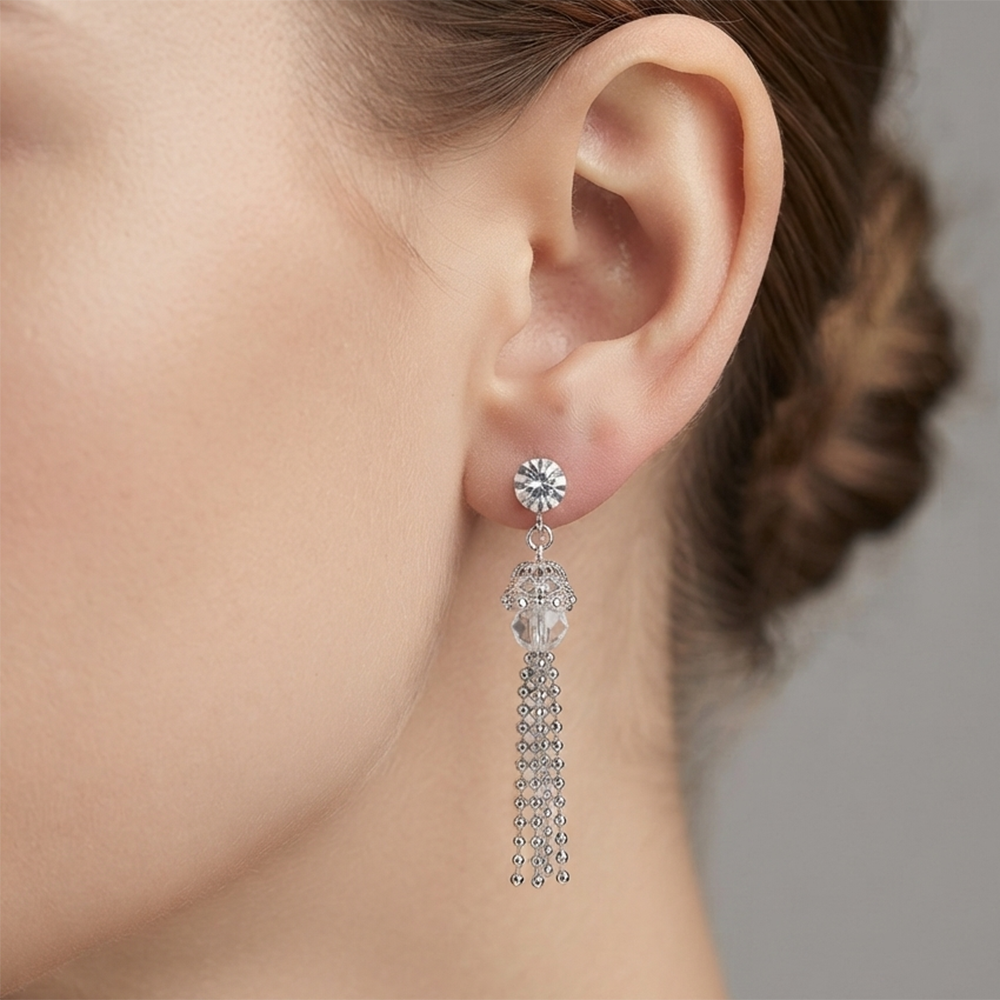 The99Jewel Sparkling Crystal Stone Long Earrings