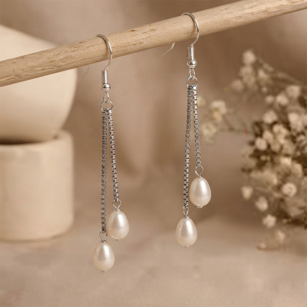 The99Jewel Modern Dangler earrings with pearl Drop