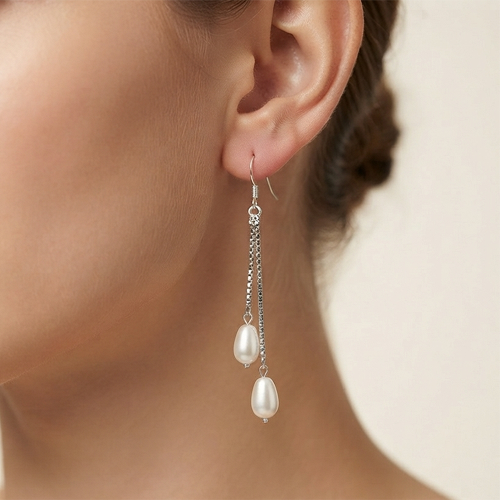 The99Jewel Modern Dangler earrings with pearl Drop