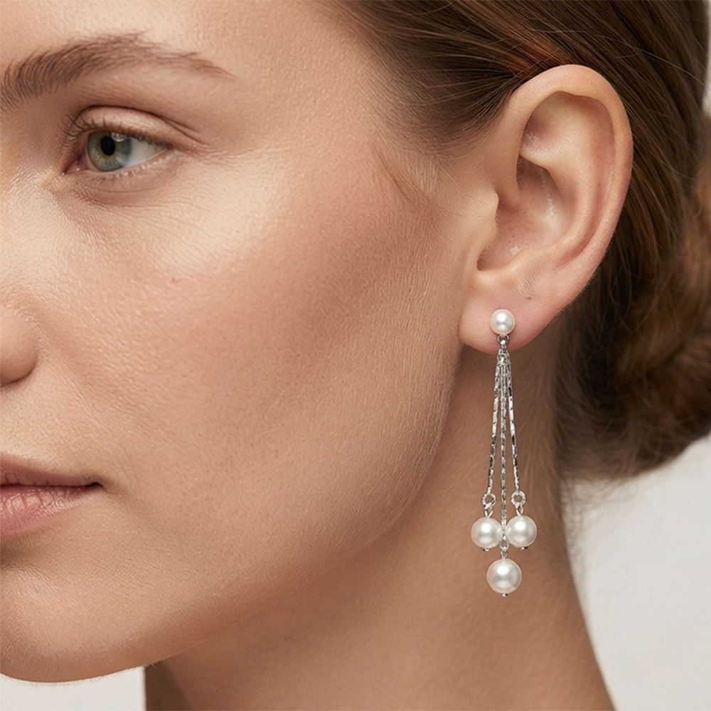 The99Jewel Modern Dangler earrings with pearl Drop