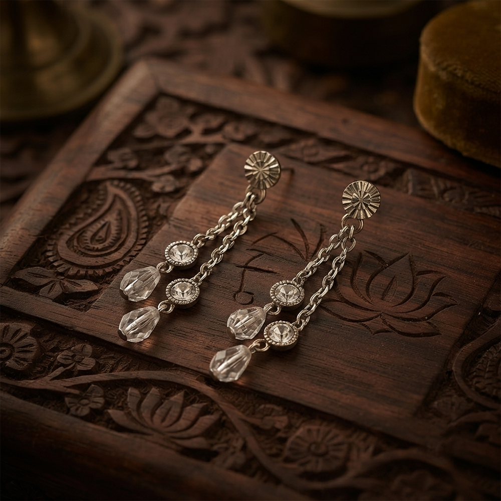 The99Jewel Magnificent Silver Plated Crystal Stone Dangler Earrings for Women