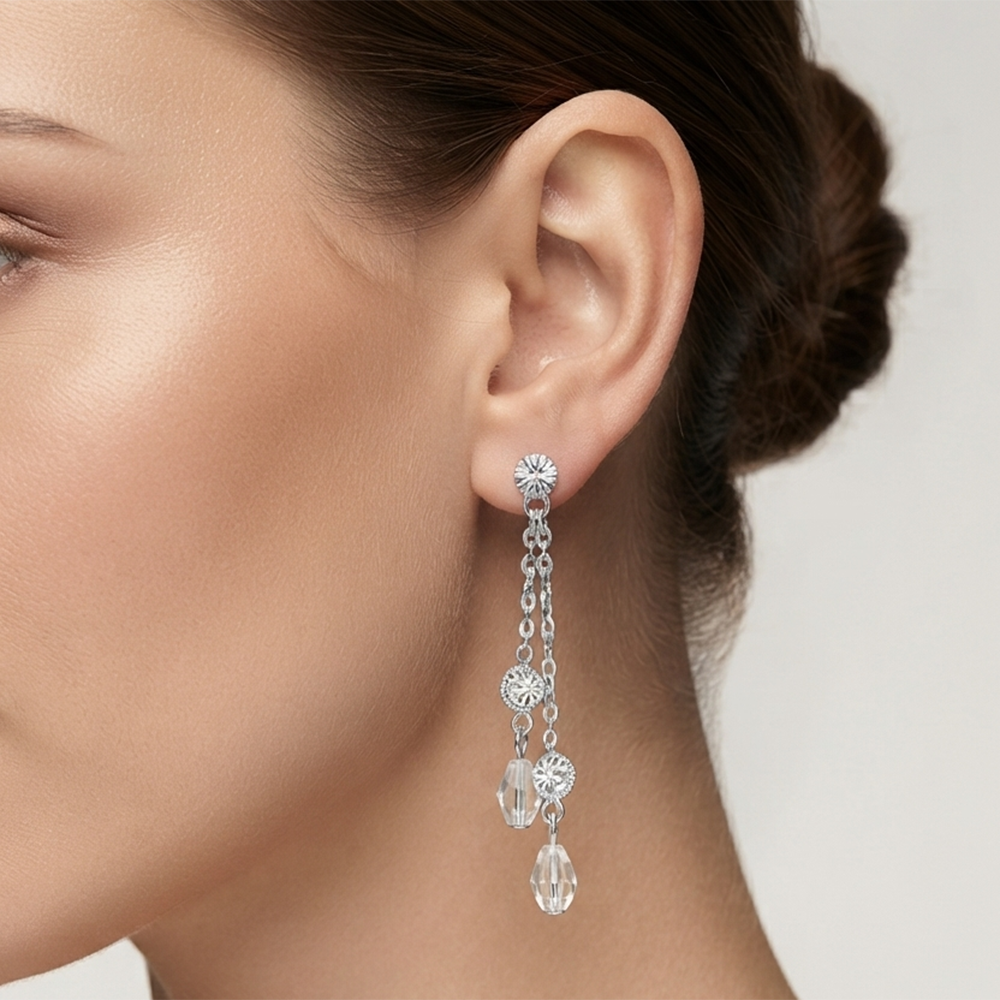 The99Jewel Magnificent Silver Plated Crystal Stone Dangler Earrings for Women