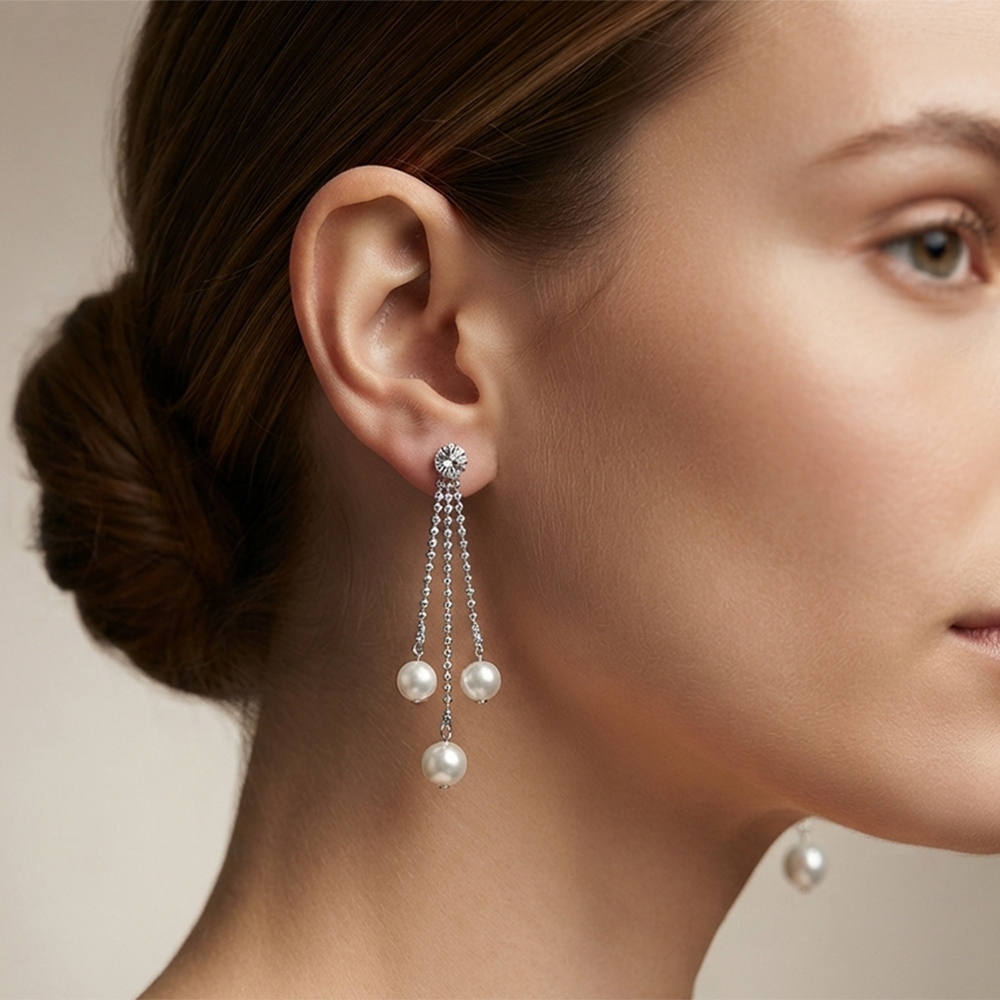 The99Jewel Trendsetter Crystal and Pearl Drop Designer Earrings